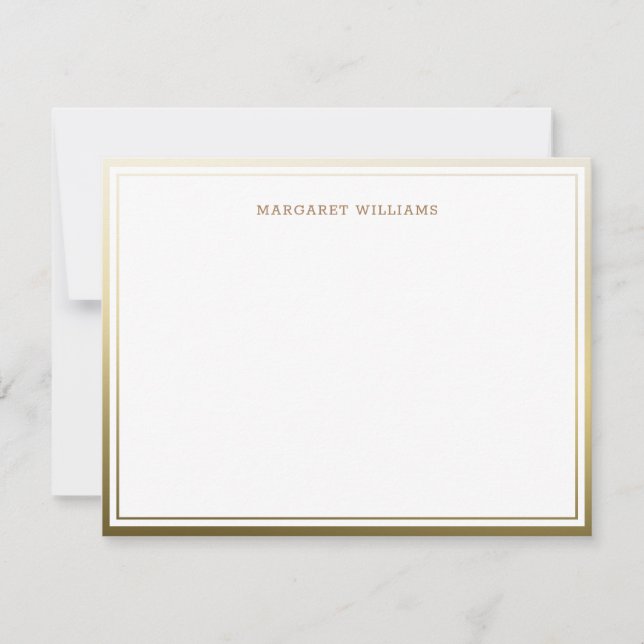 Gold Ombre Border Professional Modern  Note Card (Front)