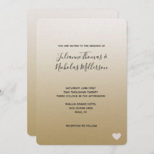 Gold Ombre Heart Wedding Invitation