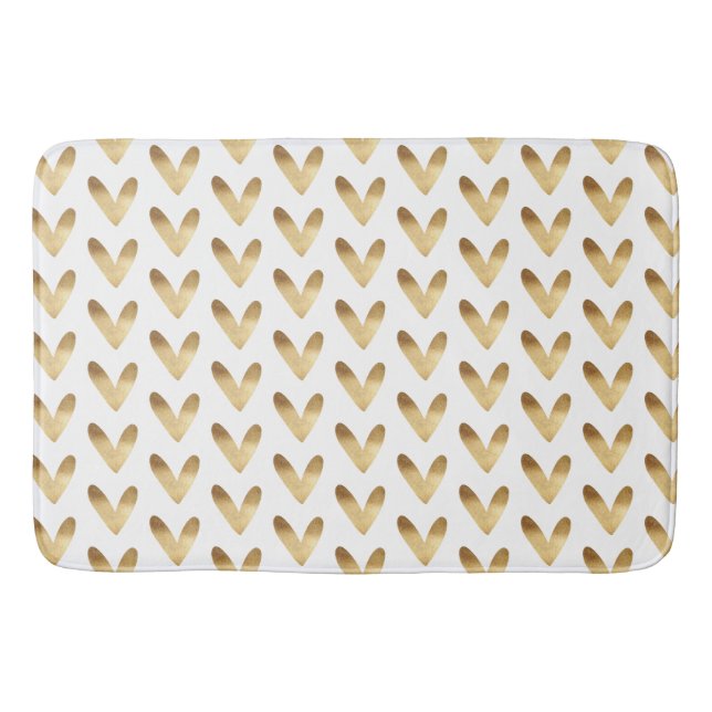 Gold Ombre Hearts Bath Mat (Front)