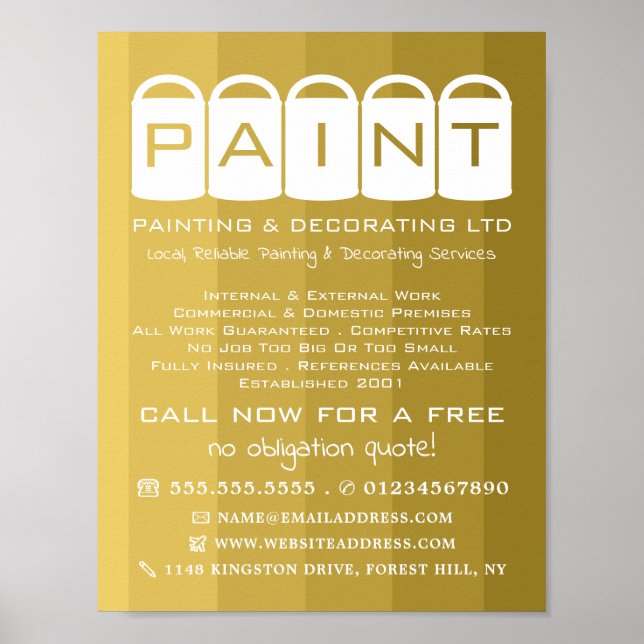 Gold Ombre, Paint Buckets, Painter & Decorator Poster (Front)