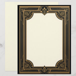 Gold on Black Art Deco Classic Custom Letterhead