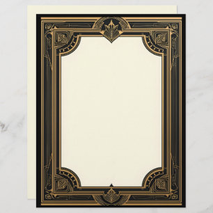 Gold on Black Art Deco Classic Stationery Custom Letterhead