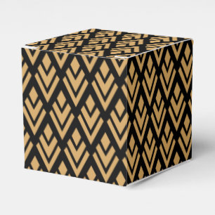 Gold on Black Art Deco Geometric Pattern Favour Box