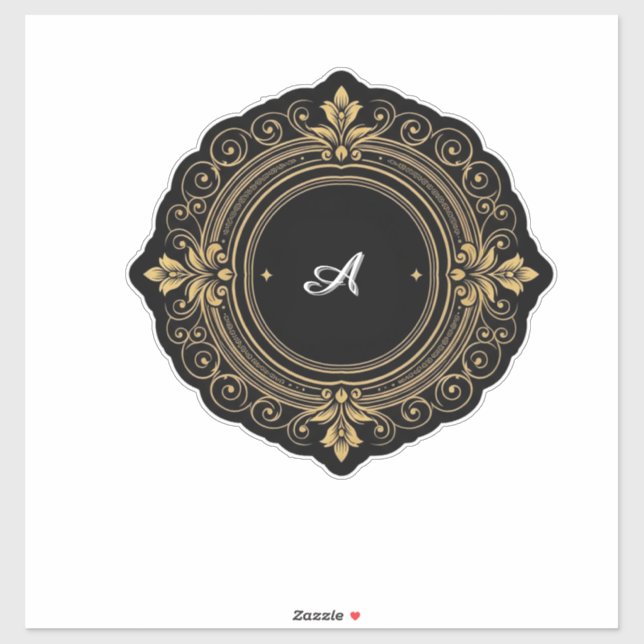 Gold On Black Circular Ornate Frame (Sheet)
