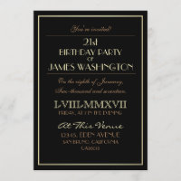 Gold on Black Roman Numerals | 21st Birthday Party