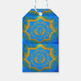 gold on blue tantric symbol gift tags