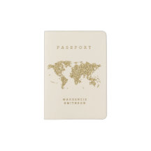 Gold on Cream World Map Personalised