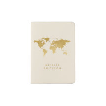 Gold on Cream World Map Professional Minimalist