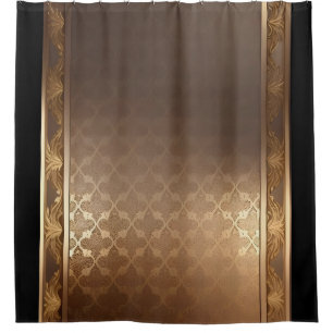 Gold on Gold /Black Trim Shower Curtain