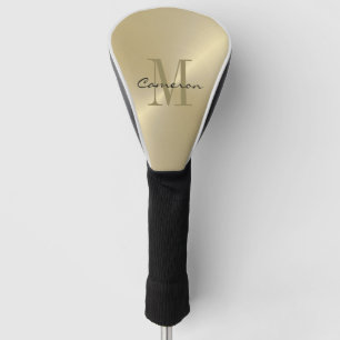 Gold On Gold Initial and Name Personalised Gift Golf Head Cover