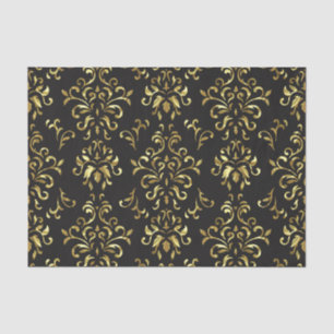 Gold On lack Vintage Damask Pattern Tissue Paper