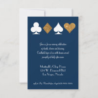 Gold on Navy Blue Las Vegas Wedding Reception Card