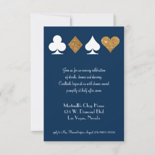 Gold on Navy Blue Las Vegas Wedding Reception Card
