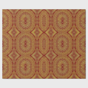 Gold On Red Mandala Print Elegant Wrapping Paper