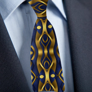 Gold on Saphire Modern Pattern Tie