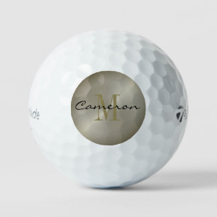 Gold On Silver Initial and Name Personalized Gift Golf Balls