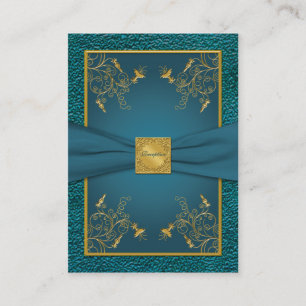 Gold on Teal Reception Card