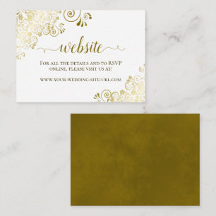 Gold on White with Floral Lace Wedding Website Enclosure Card