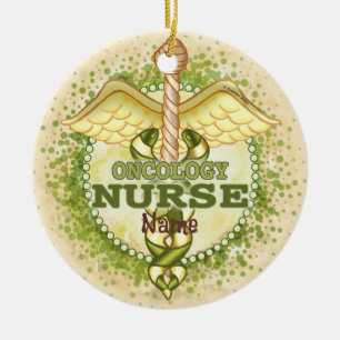 Gold Oncology Nurse Caduceus Ornament