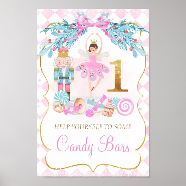 Gold One Nutcracker Land of Sweets Birthday Sign (Front)