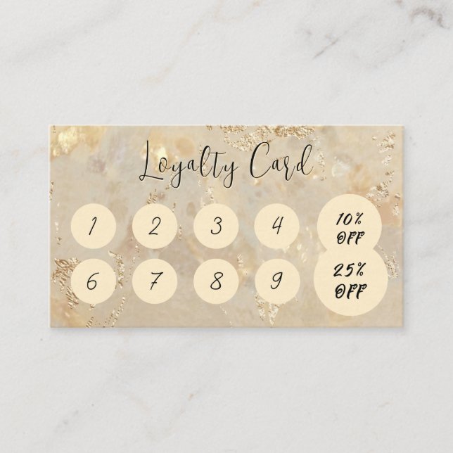 Gold Opal Custom Business Loyalty Punch Card (Front)