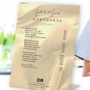 Gold Opal Price List Elegant Luxury Salon  Pedestal Sign