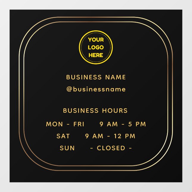Gold || Opening Time With Logo Business Hours (Sheet)