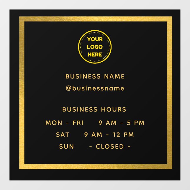 Gold || Opening Time With Logo Business Hours Wind (Sheet)