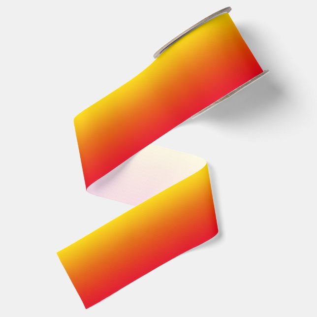Gold Orange and Bright Red Gradient Grosgrain Ribbon (Front+Back)