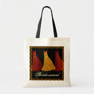 Gold Orange Black Bridesmaid Dresses Cotton Tote Bag