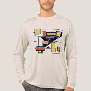 Gold Orange Rust Black Geometric Art in Boxes Tri-Blend Shirt