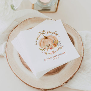 Gold orange Sweet little pumpkin baby shower Napkin