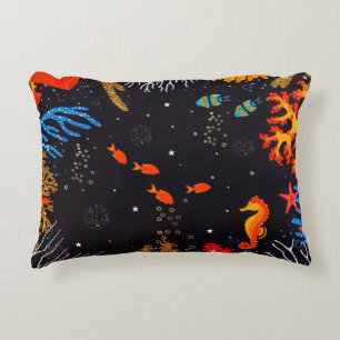 Gold Orange Tropical Summer Ocean Underwater Decorative Cushion