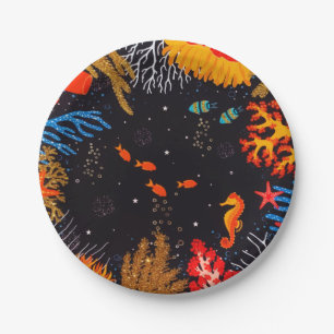Gold Orange Tropical Summer Ocean Underwater Paper Plate