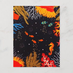 Gold Orange Tropical Summer Ocean Underwater Postcard