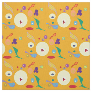 Gold/Orange with Colourful Spots>Fabric Fabric