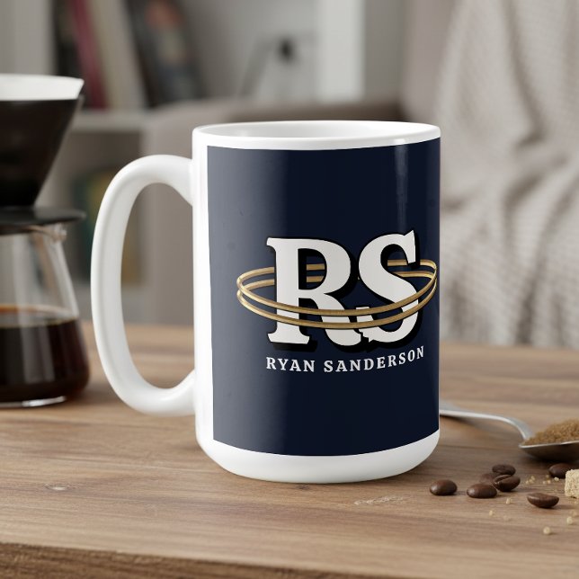 Gold Orbit Monogram Initials Any Colour ID1331 Coffee Mug (Creator Uploaded)