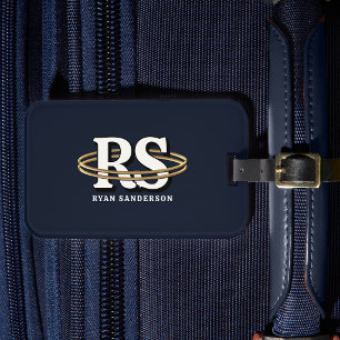 Gold Orbit Monogram Initials Any Colour ID1331 Luggage Tag