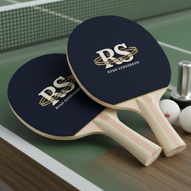 Gold Orbit Monogram Initials Any Colour ID1331 Ping Pong Paddle (Creator Uploaded)
