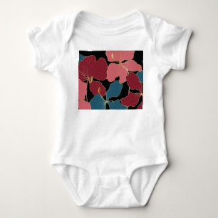 Gold orchids, elegant floral line art. baby bodysuit