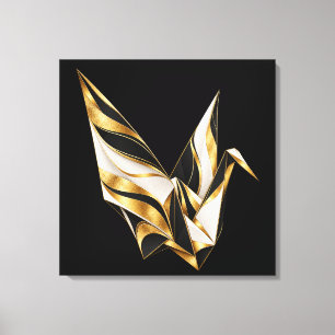 Gold Origami Crane Wrapped Canvas