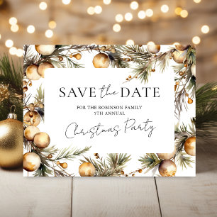Gold Ornament Christmas Party Save The Date Holiday Postcard