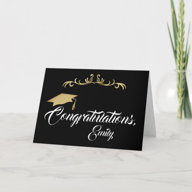 Gold Ornament Congratulations Graduate Graduation Card (Front)