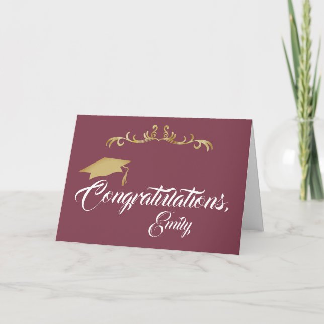 Gold Ornament Congratulations Graduate Graduation Card (Front)