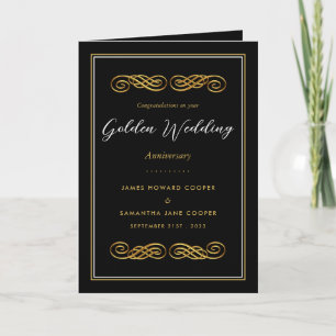 Gold Ornament Decor, 50 Year Wedding Anniversary Card
