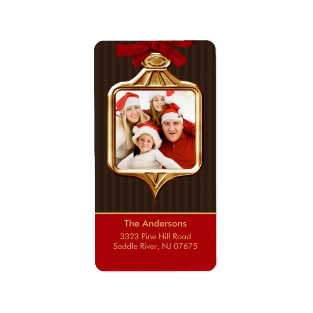 Gold Ornament Frame PHOTO Return Address Label (Front)