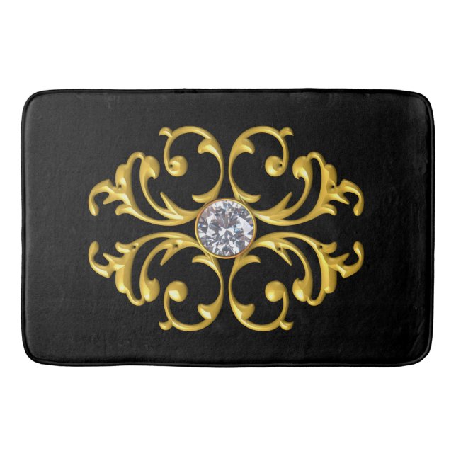 Gold Ornament Gem Diamond Bath Matt Bath Mat (Front)