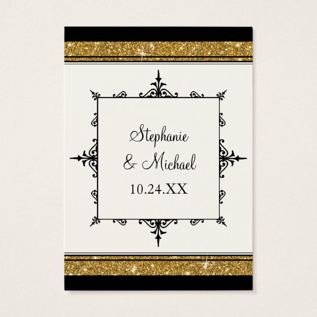 Gold Ornament Glitter Striped Classic Elegant (Back)