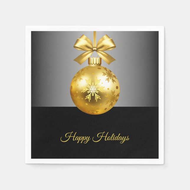 Gold Ornament Holiday Paper Napkin (Front)