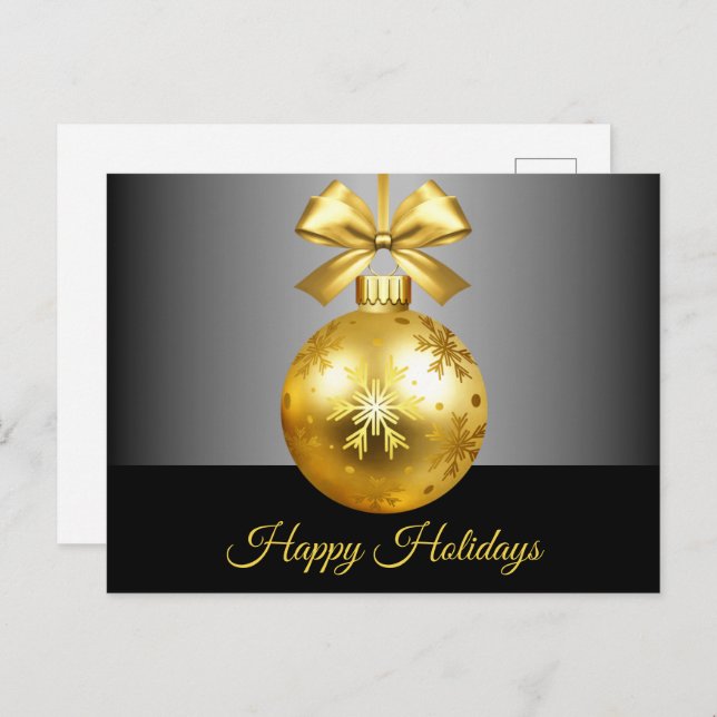 Gold Ornament Holiday Postcard (Front/Back)